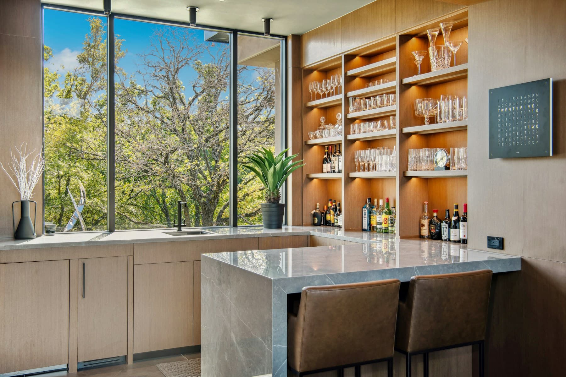 Home bar with glassware storage