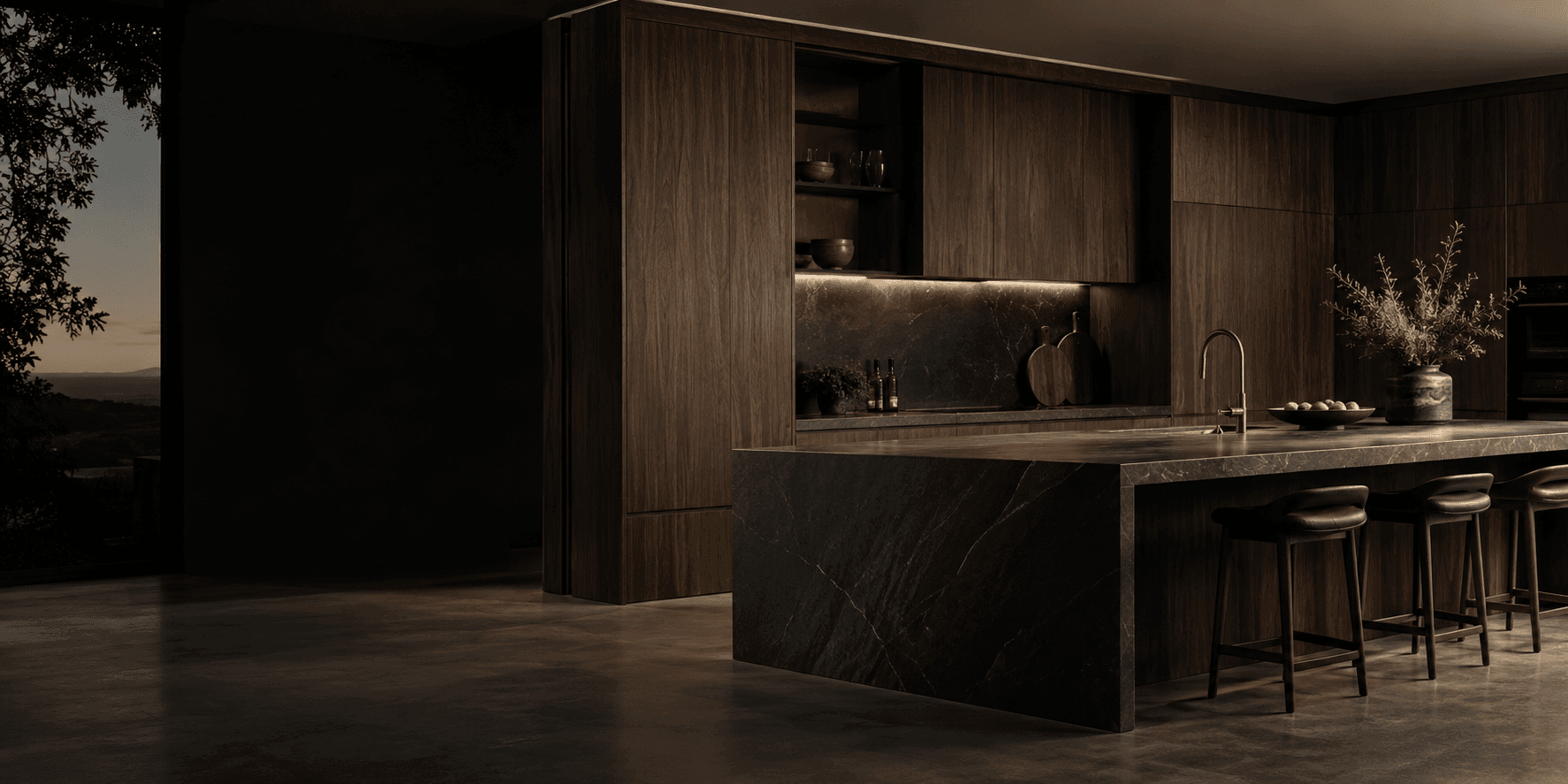 Warm wood cabinetry in a light-filled kitchen