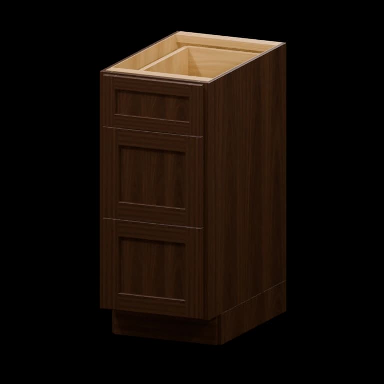 Fairview 15-in Three-Drawer Base Cabinet in Espresso