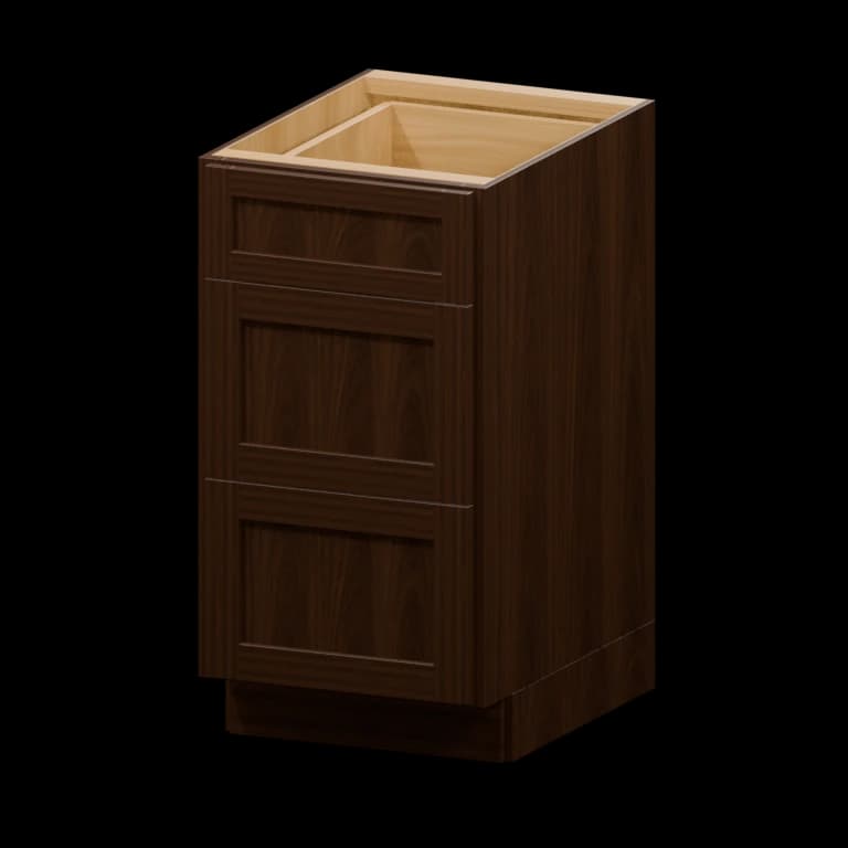 Fairview 18-in Three-Drawer Base Cabinet in Espresso