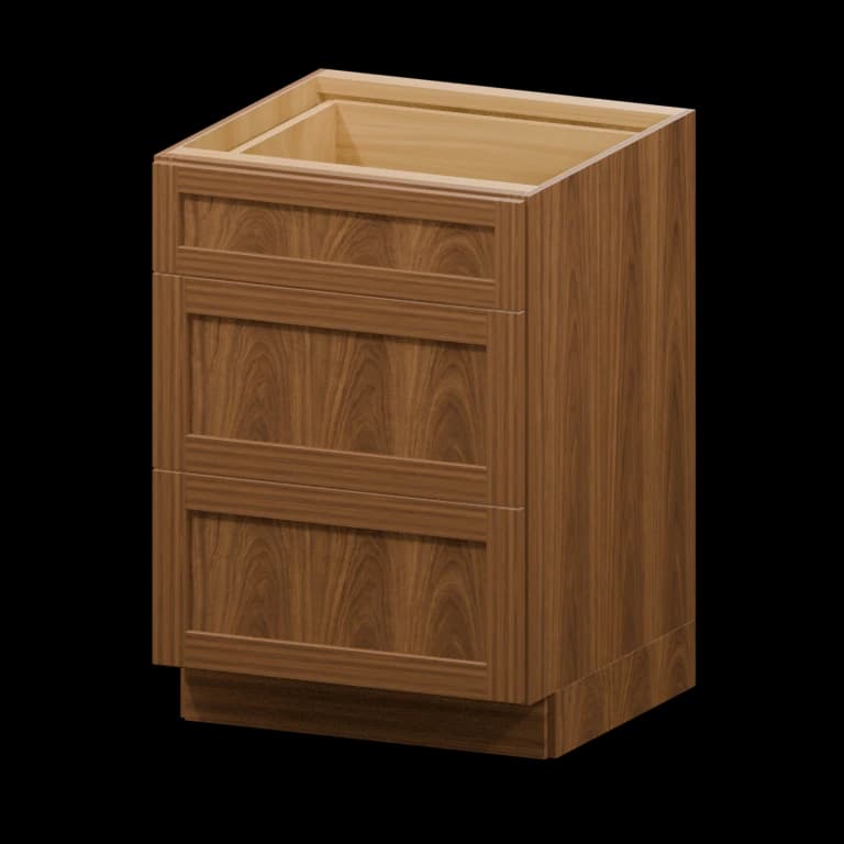Kingston 24-in Three-Drawer Base Cabinet (3DB24) in Walnut