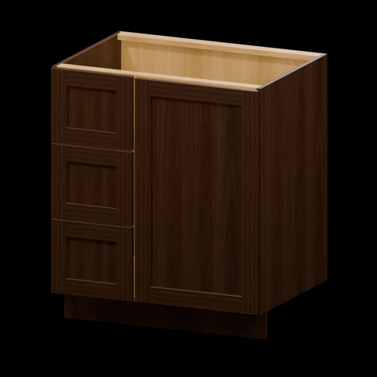 Kingston 30-in Left-Hand Blind Corner Vanity Cabinet (VCDL30BH) in Espresso