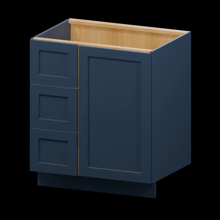 Centerville 30-in Left-Hand Blind Corner Vanity Cabinet (VCDL30BH) in Navy Blue