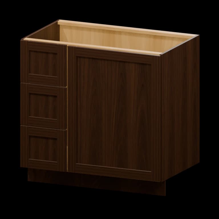 Fairview 36-in Left-Hand Blind Corner Vanity Cabinet in Espresso