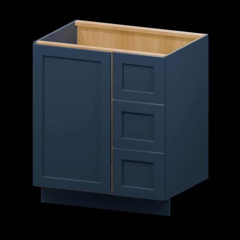 Centerville 30-in Right-Hand Blind Corner Vanity Cabinet (VCDR30BH) in Navy Blue