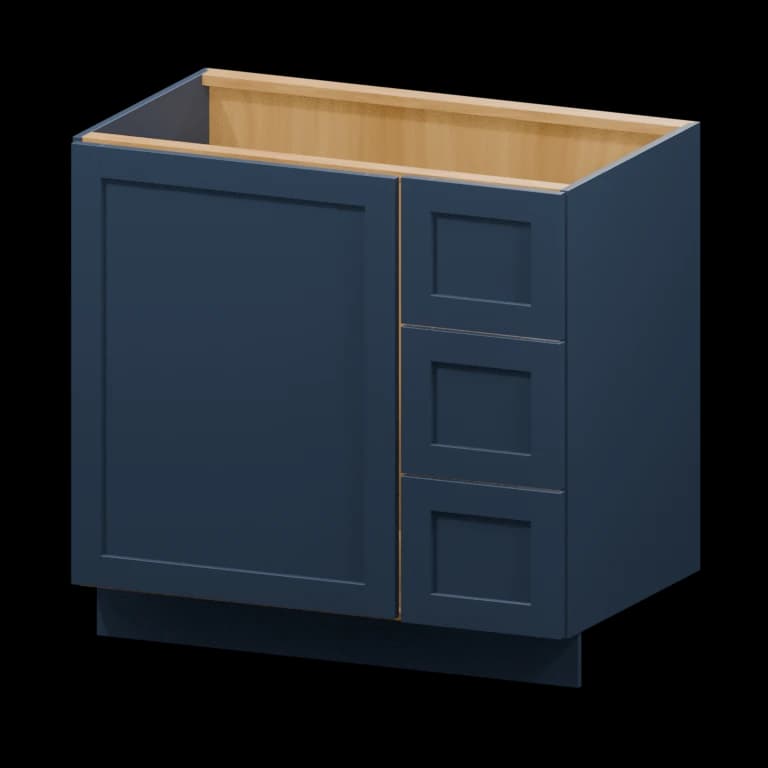 Centerville 36-in Right-Hand Blind Corner Vanity Cabinet (VCDR36BH) in Navy Blue