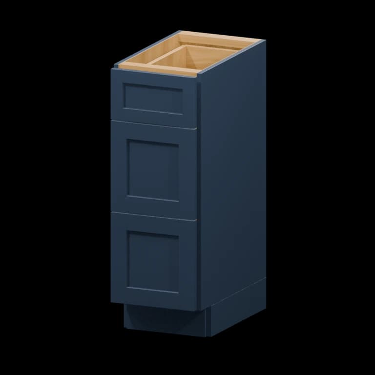 Centerville 12-in Three-Drawer Vanity Base Cabinet (VDB12) in Navy Blue