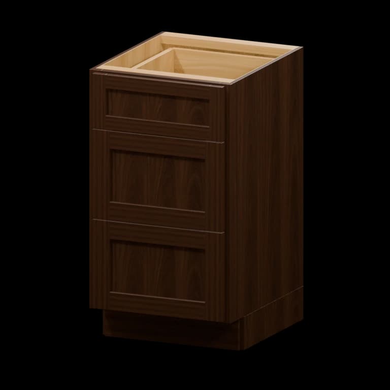 Fairview 18-in Three-Drawer Vanity Base Cabinet in Espresso