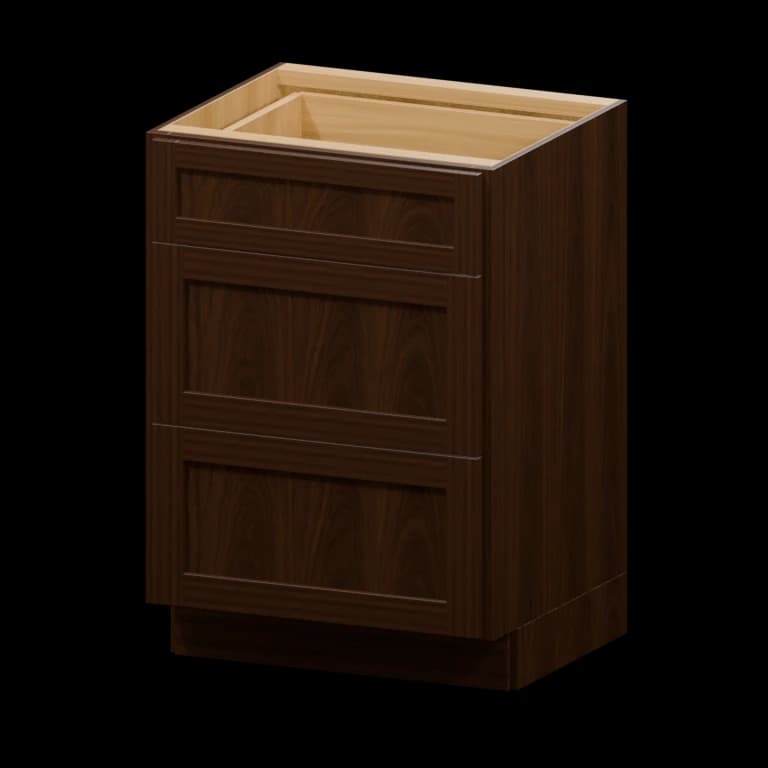 Fairview 24-in Three-Drawer Vanity Base Cabinet in Espresso