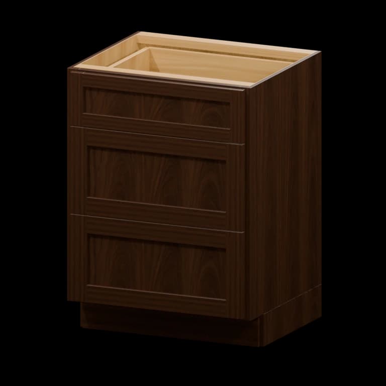 Fairview 24-in Three-Drawer Vanity Base Cabinet in Espresso
